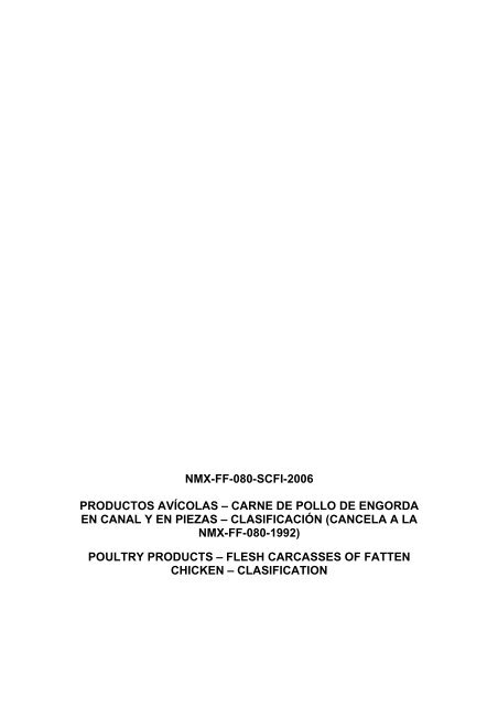 NMX-FF-080-SCFI-2006 PRODUCTOS AVÍCOLAS – CARNE DE ...