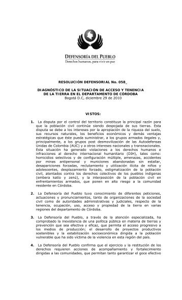 Resolución Defensorial N° 58 - Defensoría del Pueblo