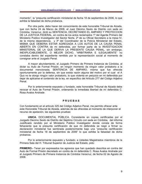 Agravios Apelación Auto de Formal Prisión - abogadoscontadores ...