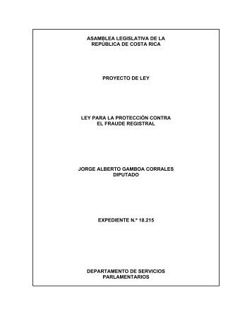 asamblea legislativa de la república de costa rica proyecto ... - Conare