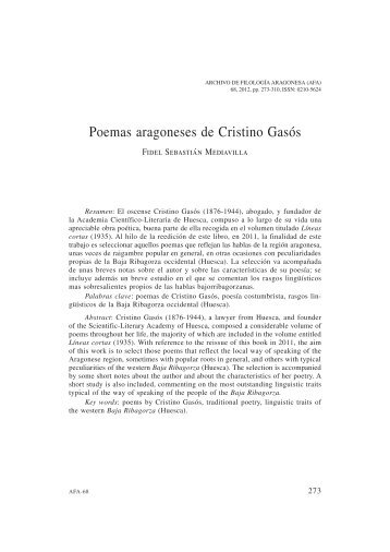 13. Poemas aragoneses de Cristino Gasós, por Fidel Sebastián ...