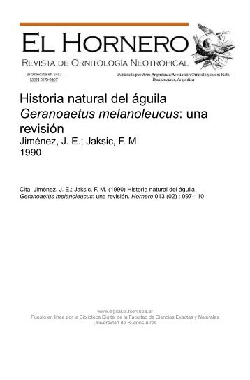 Biblioteca Digital | FCEN-UBA | Jiménez, J. E.; Jaksic, F. M.. "Historia ...