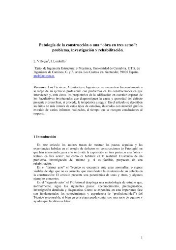 Patología de la construcción o una “obra en tres actos”: problema ...