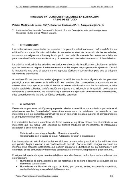 PROCESOS PATOLÓGICOS FRECUENTES EN EDIFICACIÓN ...