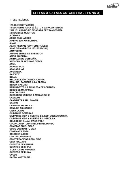 Descargar Catalogo Completo Karma Films