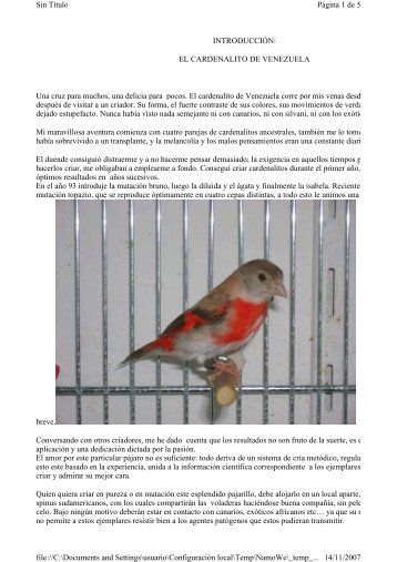 Carduelis cucullata - aviariocaces