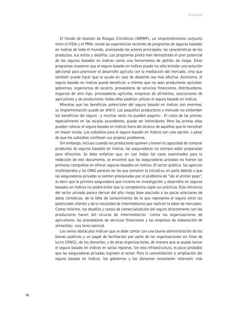 Ampliación y sostenibilidad de seguros basados en índices - IFAD