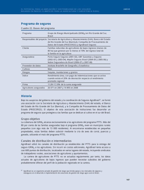 Ampliación y sostenibilidad de seguros basados en índices - IFAD