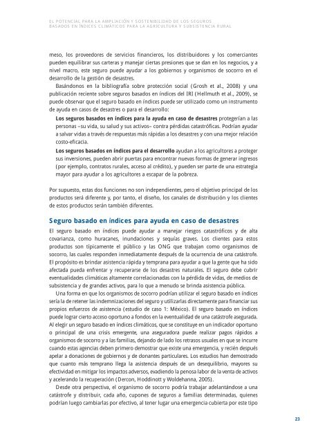 Ampliación y sostenibilidad de seguros basados en índices - IFAD