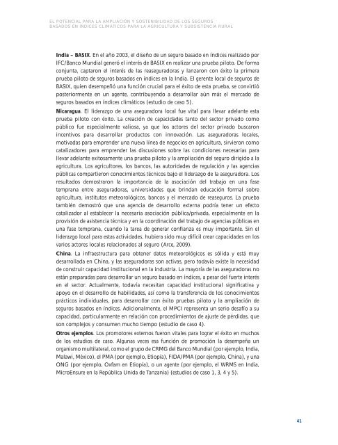 Ampliación y sostenibilidad de seguros basados en índices - IFAD