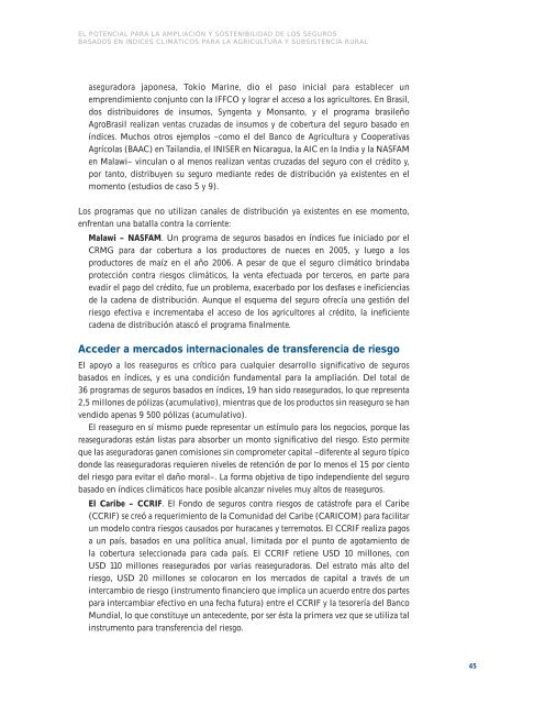 Ampliación y sostenibilidad de seguros basados en índices - IFAD