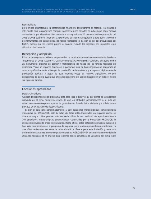 Ampliación y sostenibilidad de seguros basados en índices - IFAD