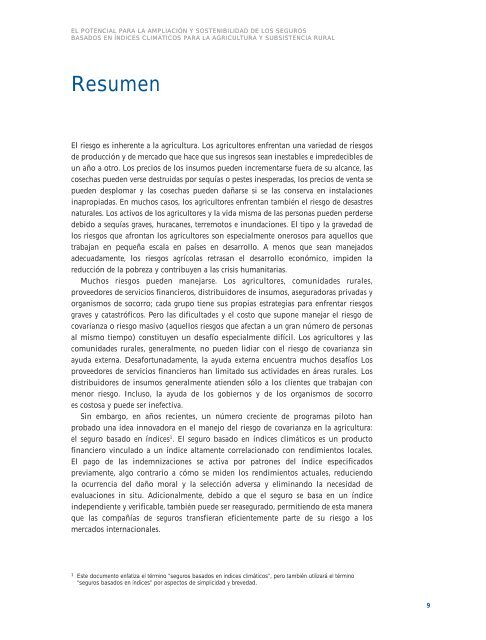 Ampliación y sostenibilidad de seguros basados en índices - IFAD