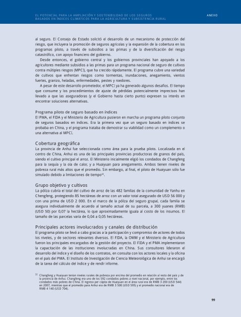 Ampliación y sostenibilidad de seguros basados en índices - IFAD