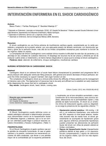 intervención enfermera en el shock cardiogénico - Asociación ...