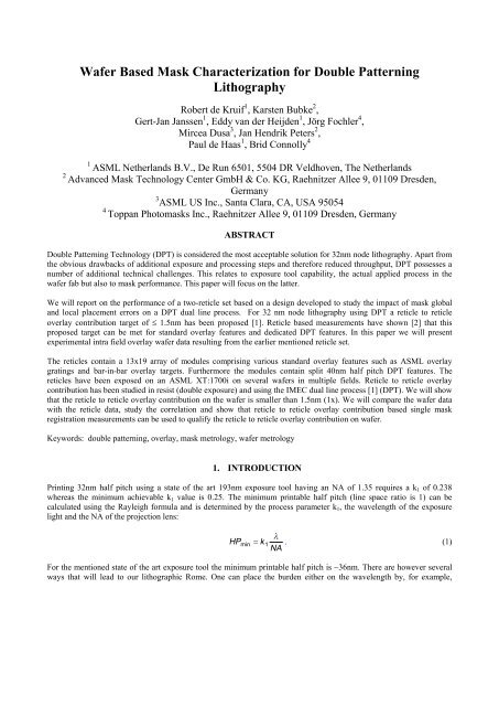 Wafer Based Mask Characterization for Double Patterning Lithography