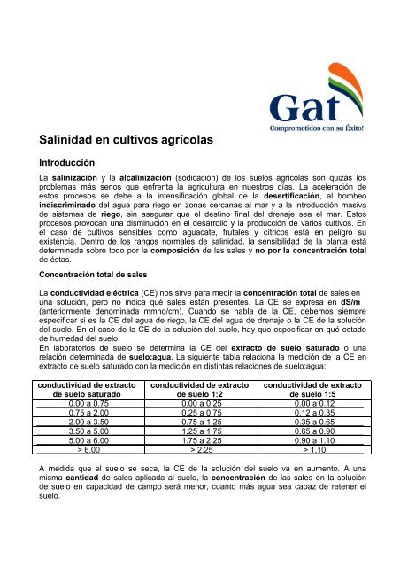 Salinidad en cultivos agrícolas