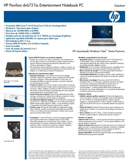 HP Pavilion Data Sheet - Datasum