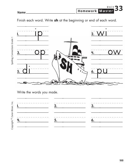 Home Spelling Practice Book pages 2-73 Homework ... - Zaner-Bloser