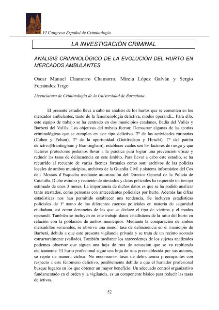 Libro de actas del VI Congreso Español de Criminología