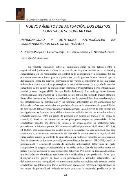 Libro de actas del VI Congreso Español de Criminología