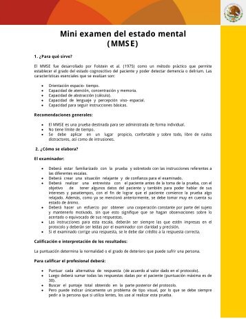 Mini examen del estado mental - Dirección General de Planeación y ...