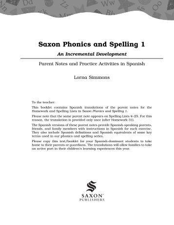 Saxon Phonics and Spelling 1 An Incremental ... - Saxon Publishers