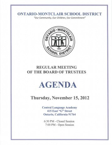 AGENDA - Ontario-Montclair School District