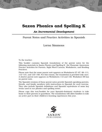 Saxon Phonics and Spelling K - Saxon Publishers