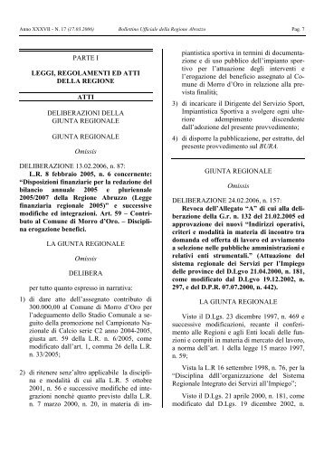 D.G.R. n. 157 del 24 febbraio 2006 - Regione Abruzzo