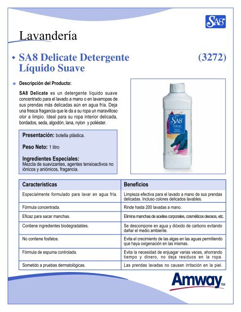 Amway Home SA8 - Detergente líquido concentrado para ropa (4 litros)