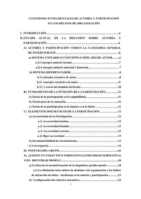 cuestiones fundamentales de autoría y participación en los delitos ...