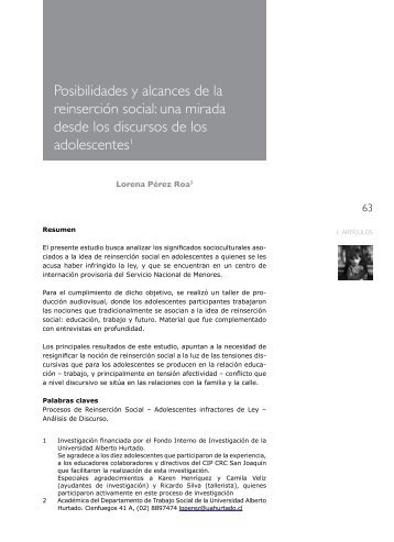 Posibilidades y alcances de la reinserción social: una mirada desde ...