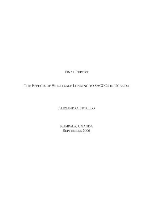 Effects of Wholesale Lending to SACCOs in Uganda - Rural Finance ...