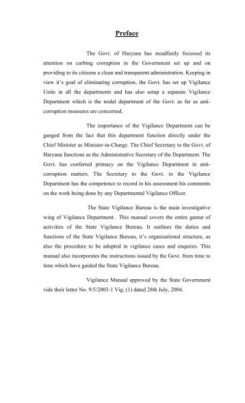 Preface - State Vigilance Bureau, Haryana