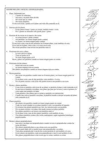 1 GEOM ETRIA DEL ESPACIO. GENERALIDADES. 1. Plano ...