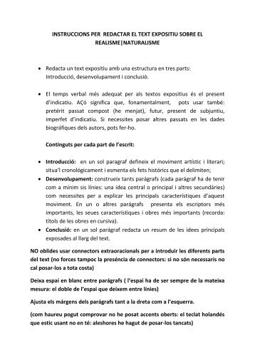 INSTRUCCIONS PER REDACTAR EL TEXT EXPOSITIU SOBRE EL ...