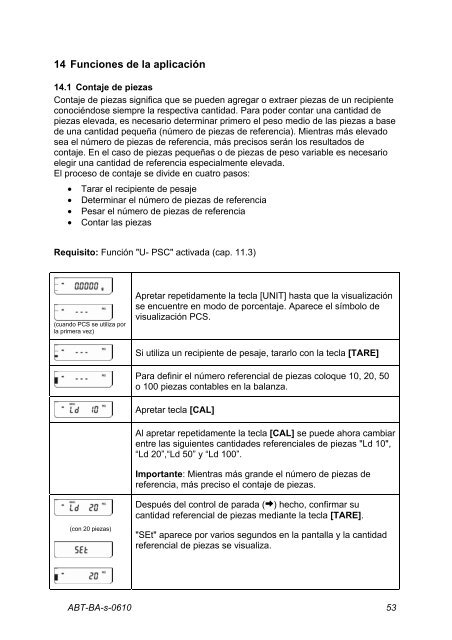 Manual de instrucciones Balanza analítica - Almacen de Balanzas