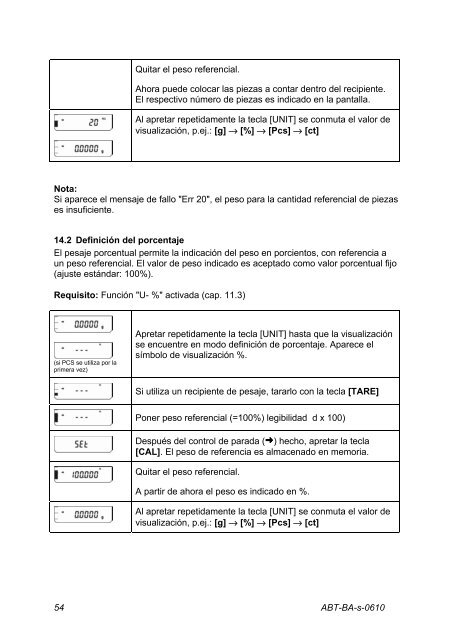 Manual de instrucciones Balanza analítica - Almacen de Balanzas