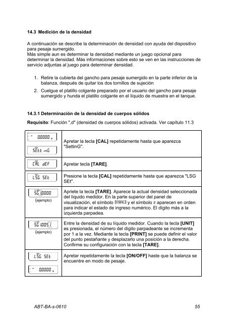 Manual de instrucciones Balanza analítica - Almacen de Balanzas