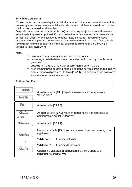 Manual de instrucciones Balanza analítica - Almacen de Balanzas