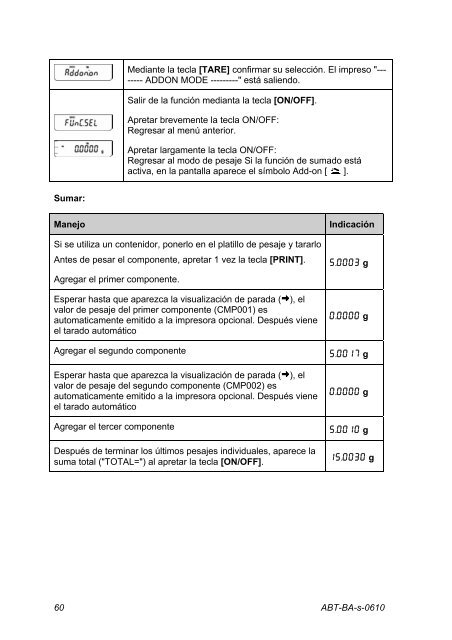 Manual de instrucciones Balanza analítica - Almacen de Balanzas