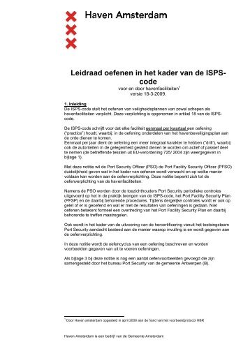 Leidraad oefenen in het kader van de ISPS- code - Haven Amsterdam