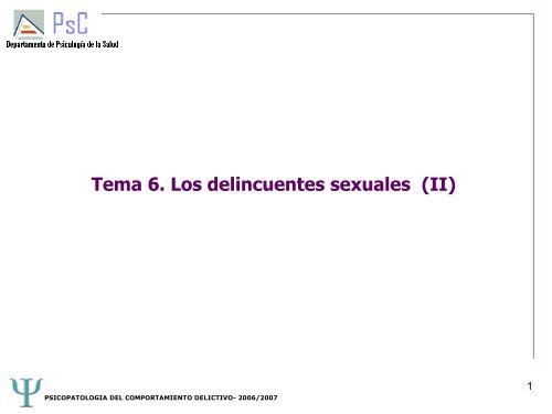 Tema 6. Los delincuentes sexuales (II) - RUA