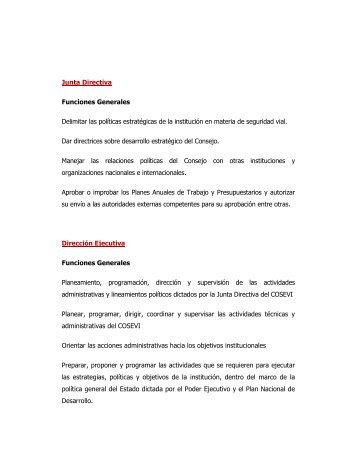 Junta Directiva Funciones Generales Delimitar las políticas ...