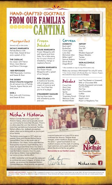 Nicha's Menu - Nicha's Comida Mexicana