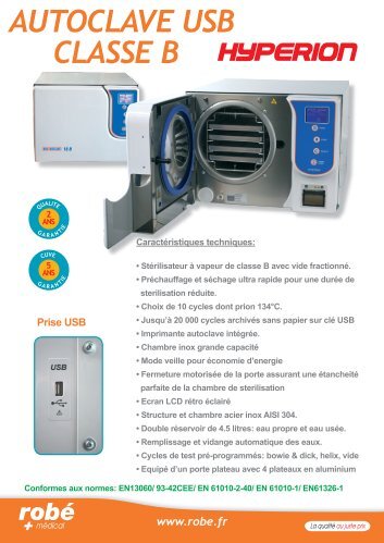 fiche technique autoclave usb hyperion.pdf - Materiel medical