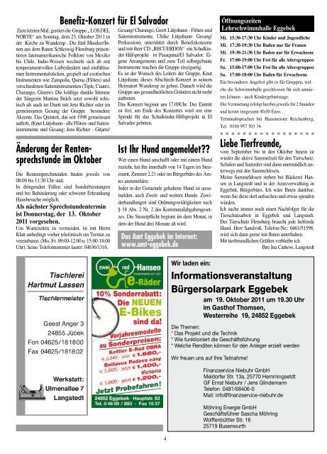 Nr. 10 · Oktober 2011 · 39. Jahrgang ... - Amt Eggebek