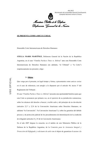 caso “Familia Pacheco Tineo - Ministerio Público de la Defensa