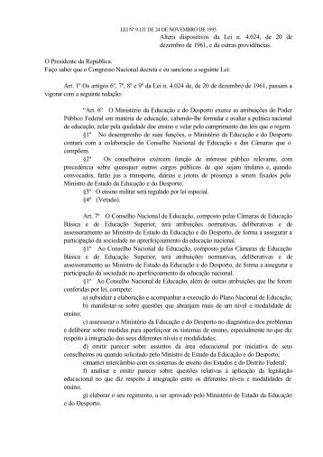 Lei nº 9.131 de 24 de novembro de 1995 - Ministério da Educação